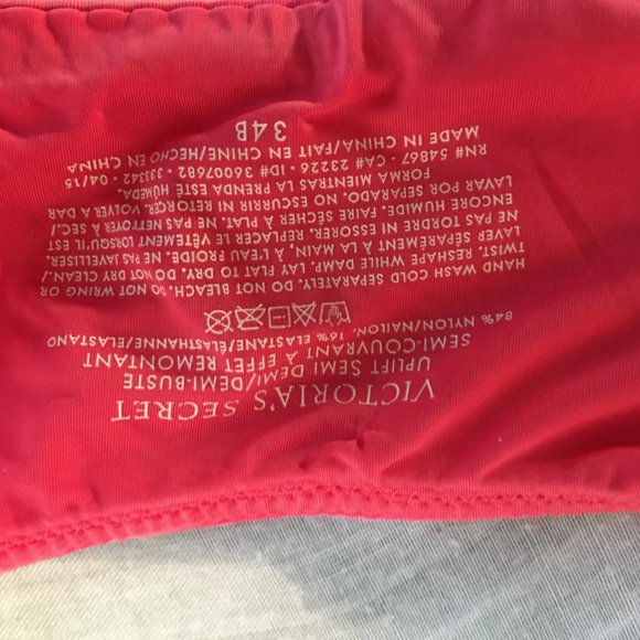 Victoria's Secret 34B Pink Uplift Semi Demi Bra Adjustable Straps Underwire - Picture 11 of 11